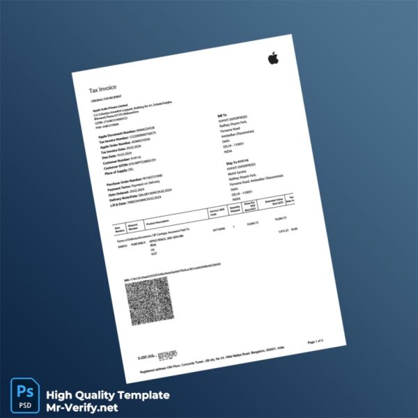India Apple India Private Limited Invoice Template in Word and PDF formats
