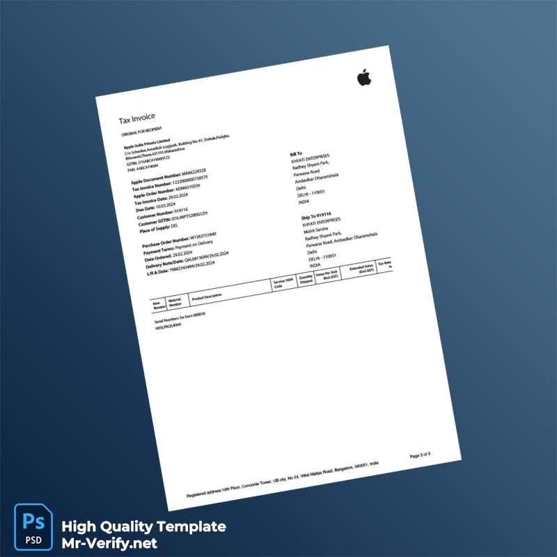 India Apple India Private Limited Invoice Template in Word and PDF formats page 3 India Apple India Private Limited Invoice Template in Word and PDF formats page 3