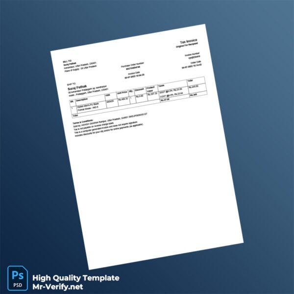 India Ashish Saxena Invoice Template in Word and PDF formats