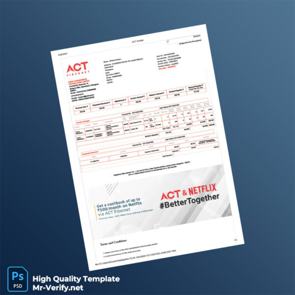 India Atria Convergence Technologies Limited Invoice Template in Word and PDF formats