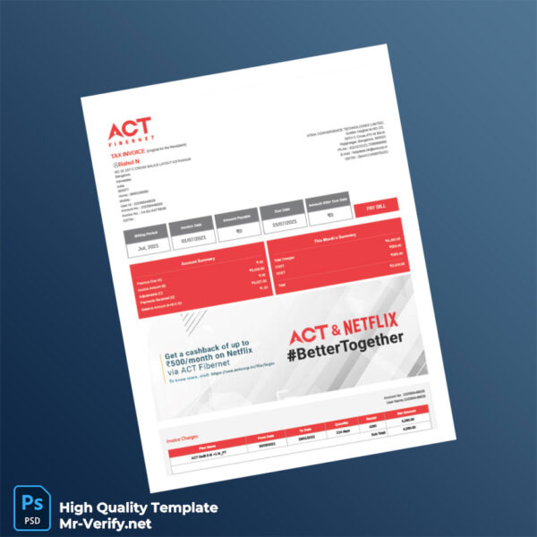 India Atria Convergence Technologies Limited Tax Invoice Template in Word and PDF formats
