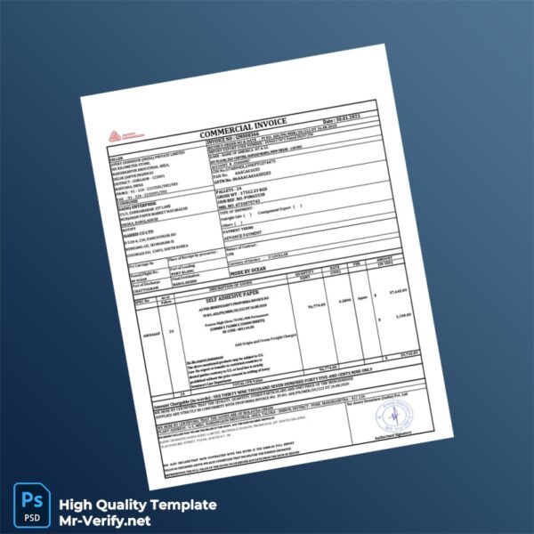 India Avery Dennisien India Private Limited Commercial Invoice Template in Word and PDF formats