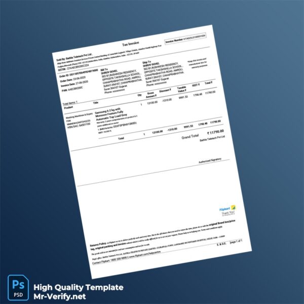 India Bathla Teletech Pvt Ltd Invoice Template in Word and PDF formats