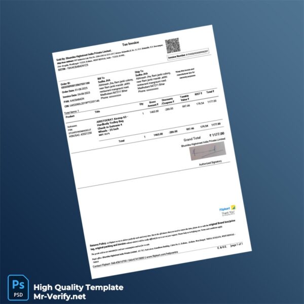 India Bhumika Highstreet India Private Limited Tax Invoice Template in Word and PDF formats India Bhumika Highstreet India Private Limited Tax Invoice Template in Word and PDF formats