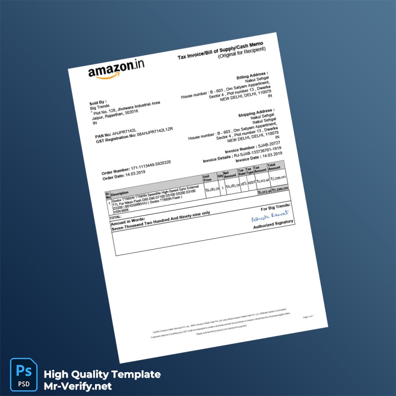 India Big Trends Tax Invoice Template in Word and PDF formats India Big Trends Tax Invoice Template in Word and PDF formats