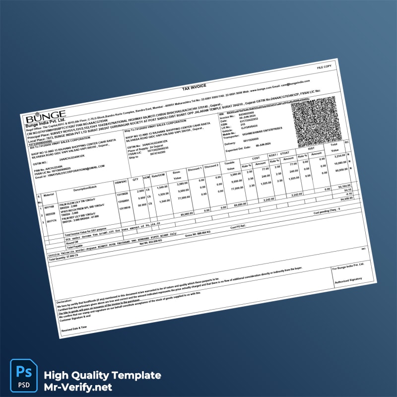 India Bunge India Pvt Ltd Tax Invoice Template in Word and PDF formats page 4 India Bunge India Pvt Ltd Tax Invoice Template in Word and PDF formats page 4