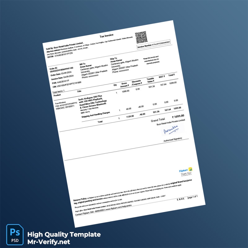 India Buzz Retail India Invoice Template in Word and PDF formats India Buzz Retail India Invoice Template in Word and PDF formats
