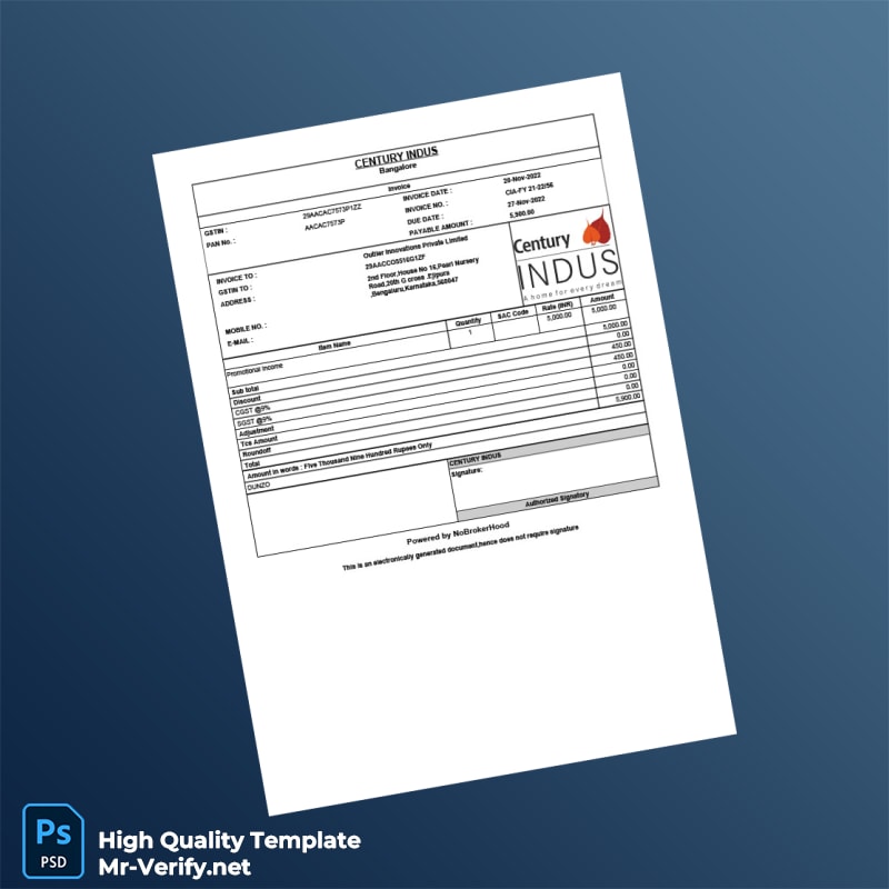 India Century Indus Invoice Template in Word and PDF formats India Century Indus Invoice Template in Word and PDF formats