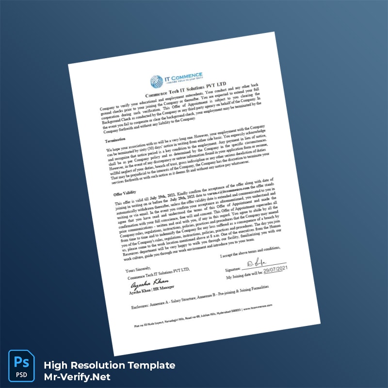 India%20Commence%20Tech%20IT%20Solutions%20PVT%20LTD%20Offer%20Letter%20Template%20in%20Word%20and%20PDF%20formats-page3 Editable India Commence Tech IT Solutions PVT LTD Offer Letter Template in Word and PDF formats page 3 Preview - Mac Doc