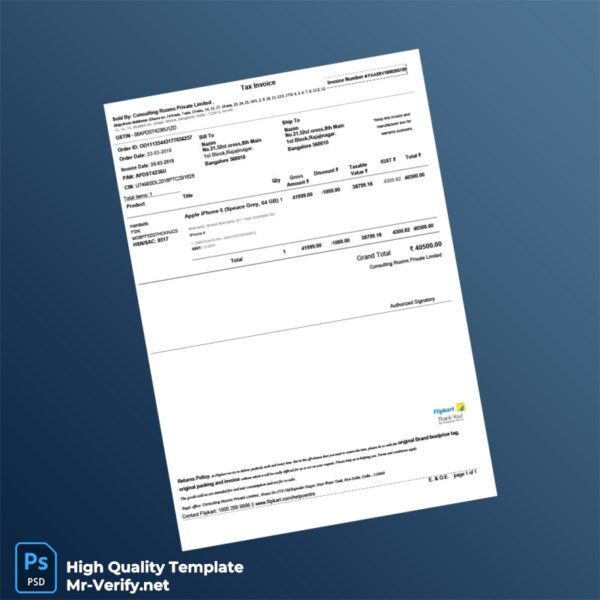 India Consulting Rooms Private Limited Invoice Template in Word and PDF formats India Consulting Rooms Private Limited Invoice Template in Word and PDF formats