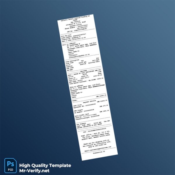 India Croma Tax Invoice Template in Word and PDF formats
