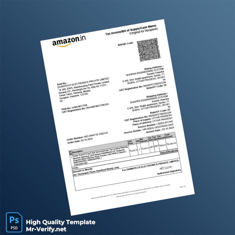 India DAW NTECH ELECTRONICS PRIVATE LIMITED Tax Invoice Template in Word and PDF formats India DAW NTECH ELECTRONICS PRIVATE LIMITED Tax Invoice Template in Word and PDF formats