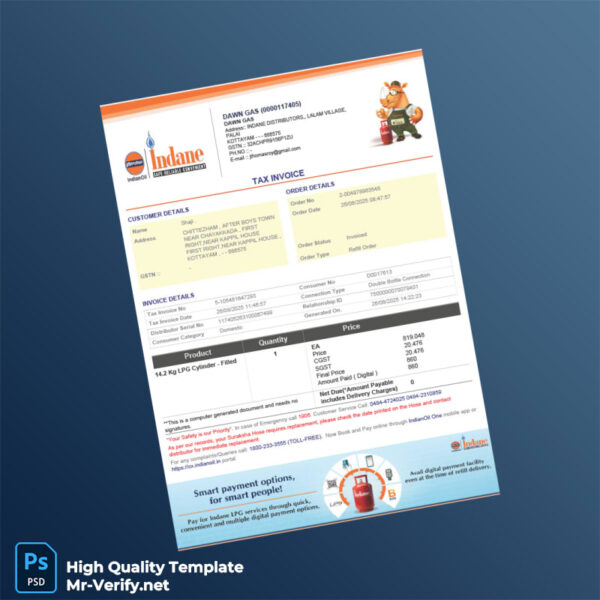 India Dawn Gas Invoice Template in Word and PDF formats India Dawn Gas Invoice Template in Word and PDF formats