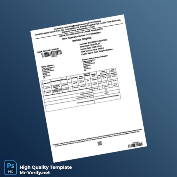 India Decathlon Sports India Pvt Ltd Invoice Template in Word and PDF formats