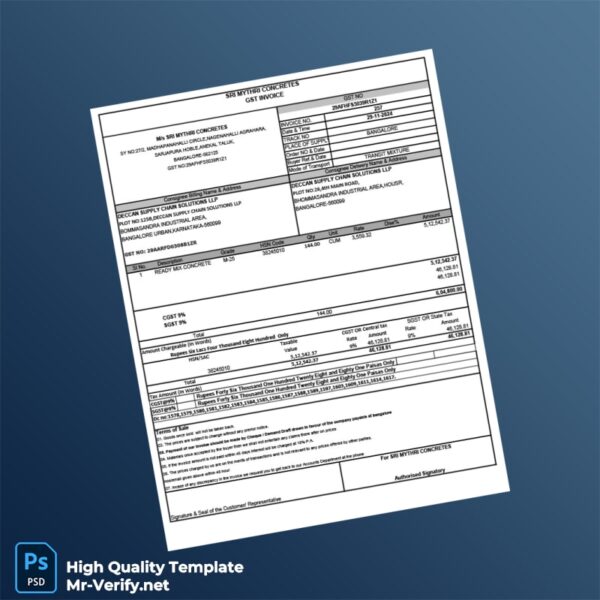 India Deccan Supply Chain Solutions LLP Invoice Template in Word and PDF formats India Deccan Supply Chain Solutions LLP Invoice Template in Word and PDF formats