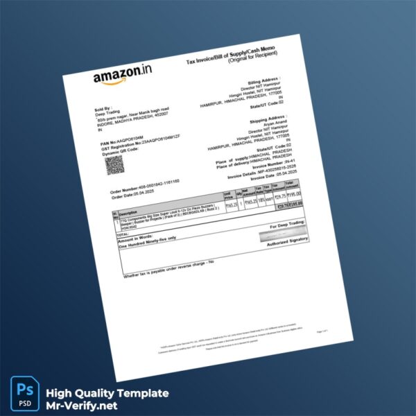 India Deep Trading Invoice Template in Word and PDF formats India Deep Trading Invoice Template in Word and PDF formats