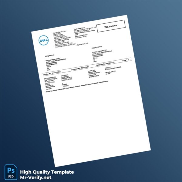 India Dell International Services Invoice Template in Word and PDF formats