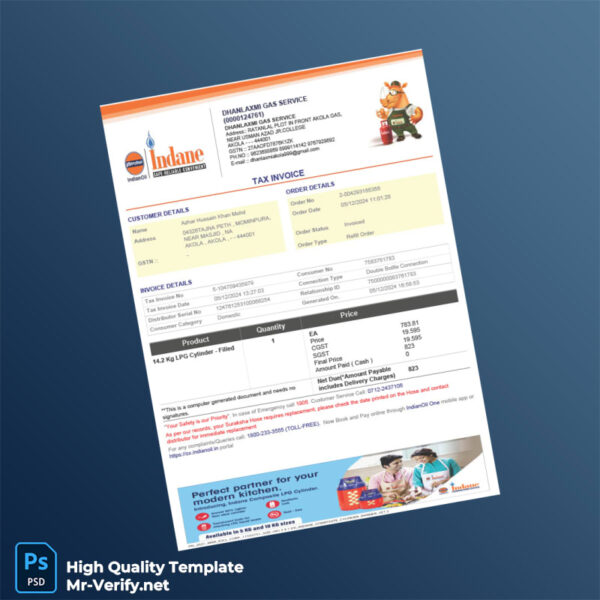 India Dhanlaxmi Gas Service Tax Invoice Template in Word and PDF formats India Dhanlaxmi Gas Service Tax Invoice Template in Word and PDF formats
