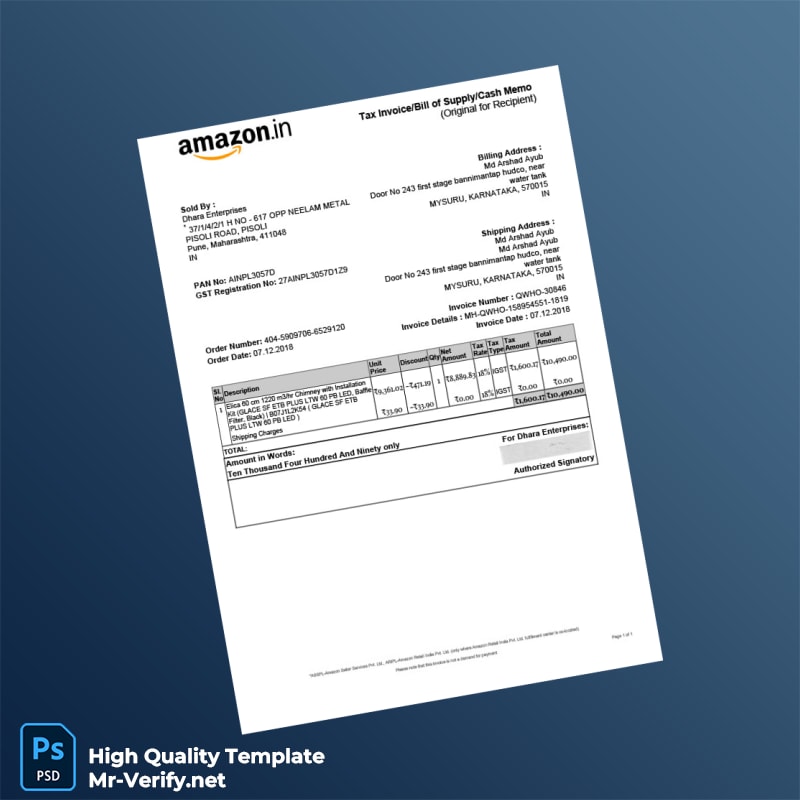 India Dhara Enterprises Tax Invoice Template in Word and PDF formats India Dhara Enterprises Tax Invoice Template in Word and PDF formats
