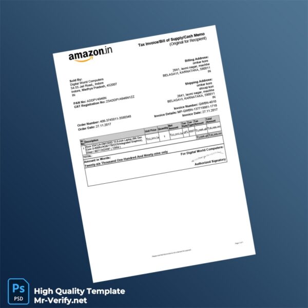 India Digital World Computers Tax Invoice Template in Word and PDF formats India Digital World Computers Tax Invoice Template in Word and PDF formats