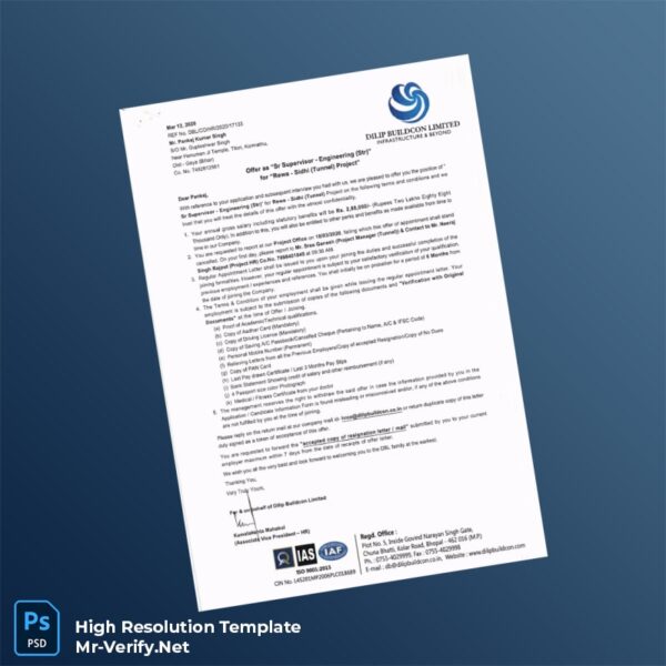 India%20Dilip%20Buildcon%20Limited%20Employment%20Verification%20Letter%20Template%20in%20Word%20and%20PDF%20formats Editable India Dilip Buildcon Limited Employment Verification Letter Word and Pdf Template Preview - Mac Doc