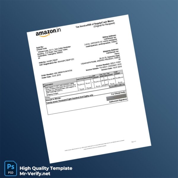 India ERetail India Invoice Template in Word and PDF formats India ERetail India Invoice Template in Word and PDF formats