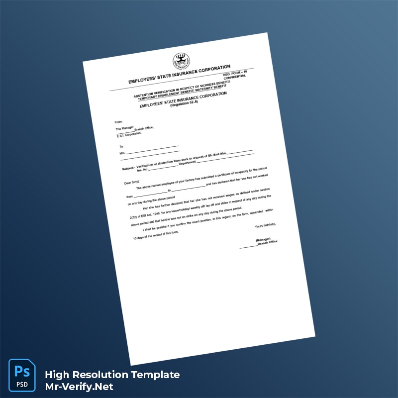 India%20Employees%20State%20Insurance%20Corporation%20Employment%20Verification%20Letter%20Template%20in%20Word%20and%20PDF%20formats Editable India Employees State Insurance Corporation Employment Verification Letter Word and Pdf Template Preview - Mac Doc