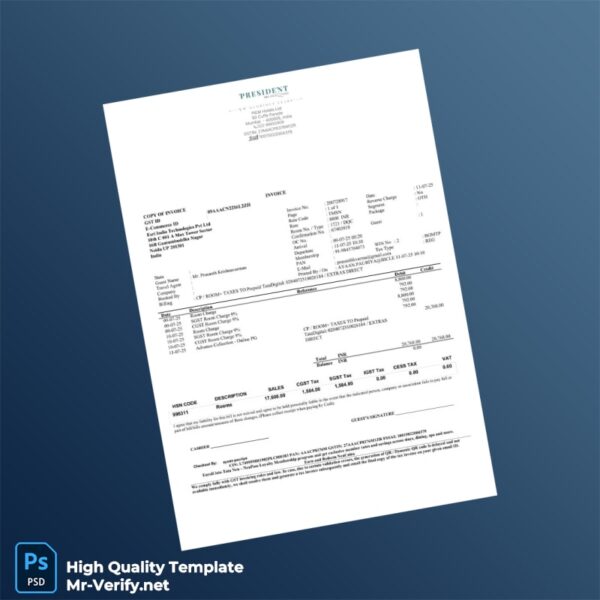 India Esri India Technologies Pvt Ltd Invoice Template in Word and PDF formats