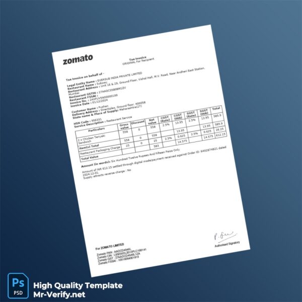 India Eversub India Private Limited Invoice Template in Word and PDF formats