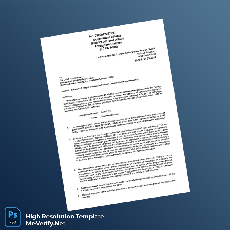 India%20FCRA%20Renewal%20Certificate%20Template%20in%20Word%20and%20PDF%20formats Editable India FCRA Renewal Certificate Word and Pdf Template Preview - Mac Doc