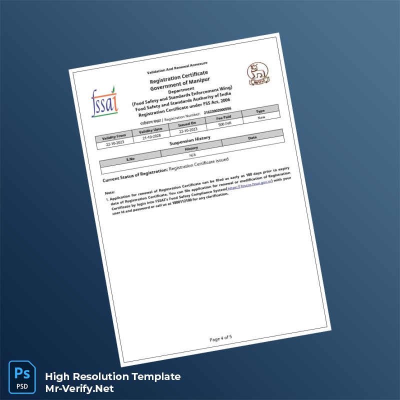 India%20FSSAI%20Business%20Registration%20Certificate%20Template%20in%20Word%20and%20PDF%20formats-page4 Editable India FSSAI Business Registration Certificate Template in Word and PDF formats page 4 Preview