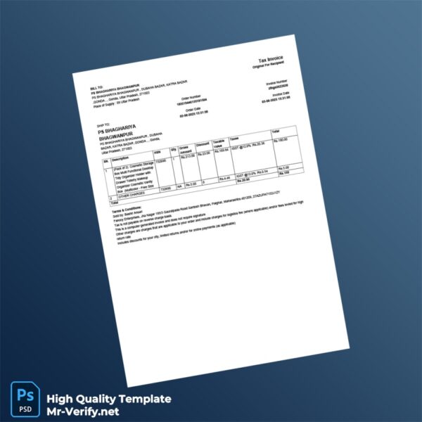 India Fancy Enterprises Tax Invoice Template in Word and PDF formats