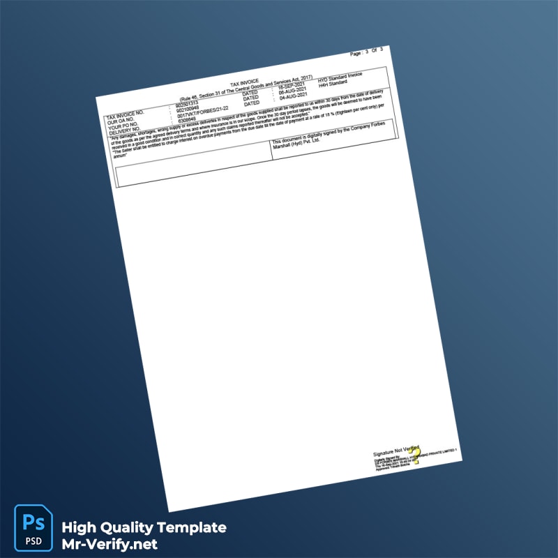 India Forbes Marshall Hyd Pvt Ltd Commercial Invoice Template in Word and PDF formats page 3 India Forbes Marshall Hyd Pvt Ltd Commercial Invoice Template in Word and PDF formats page 3