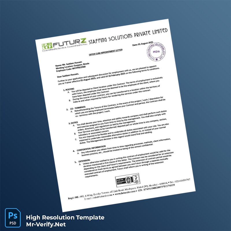 India%20Futurz%20Staffing%20Solutions%20Pvt%20Ltd%20Employment%20Verification%20Letter%20Template%20in%20Word%20and%20PDF%20formats-page2 Editable India Futurz Staffing Solutions Pvt Ltd Employment Verification Letter Template in Word and PDF formats page 2 Preview - Mac Doc