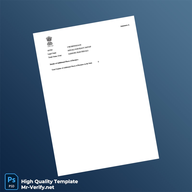 India GST Registration Certificate Template in Word and PDF formats page 2 India GST Registration Certificate Template in Word and PDF formats page 2