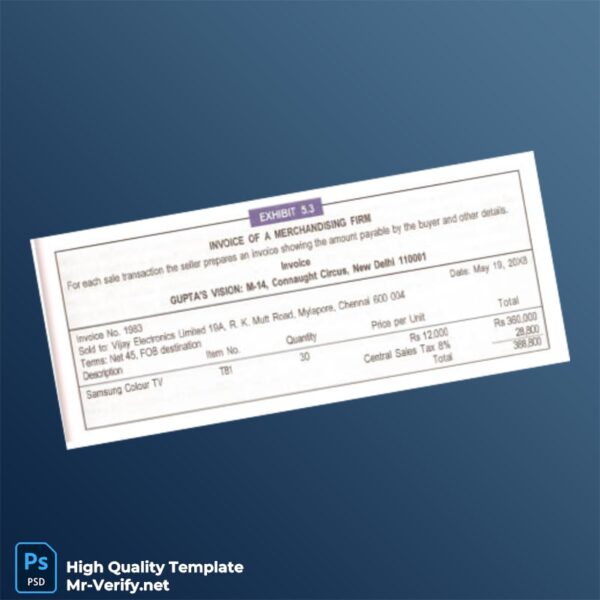 India GUPTA S VISION Invoice Template in Word and PDF formats