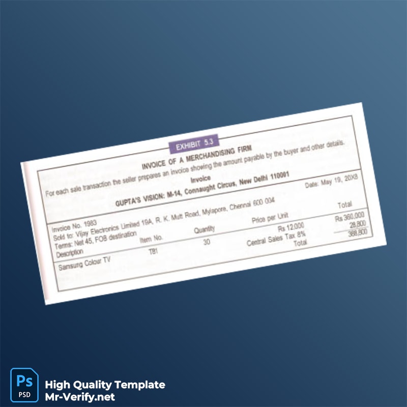India GUPTA S VISION Invoice Template in Word and PDF formats India GUPTA S VISION Invoice Template in Word and PDF formats