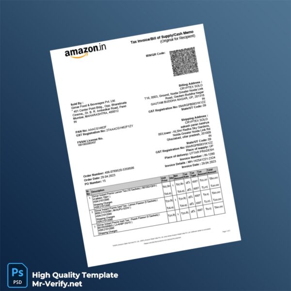 India Girnar Food Beverages Pvt Ltd Tax Invoice Template in Word and PDF formats India Girnar Food Beverages Pvt Ltd Tax Invoice Template in Word and PDF formats