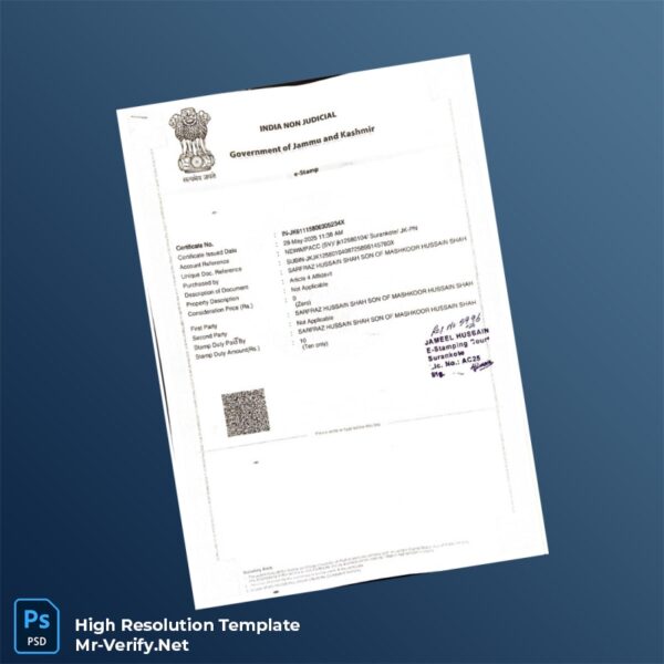 Editable India Government Affidavit Registration Certificate Word and Pdf Template Preview - Mac Doc