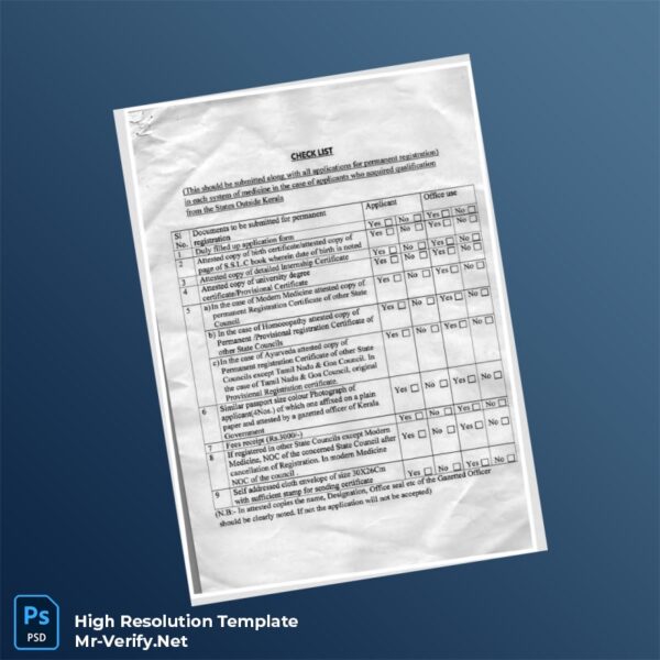 Editable India Government Permanent Registration Checklist Word and Pdf Template Preview - Mac Doc