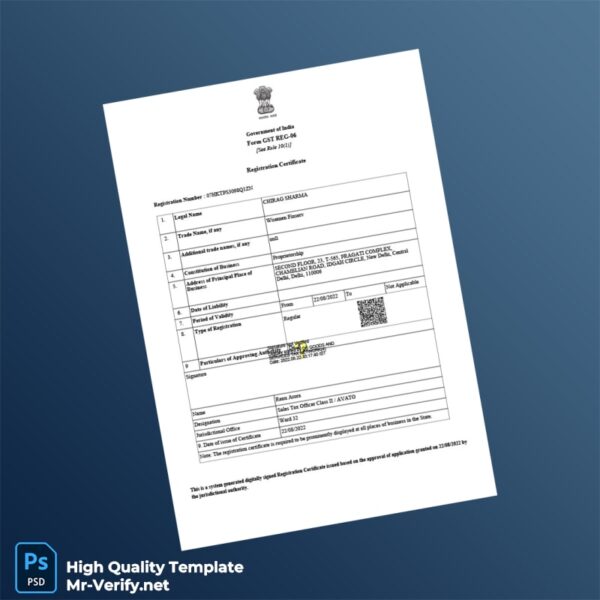 India Government Registration Certificate Template in Word and PDF formats India Government Registration Certificate Template in Word and PDF formats
