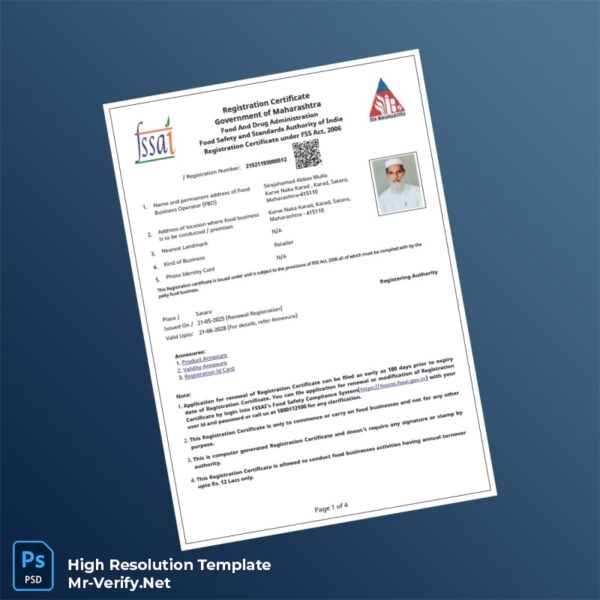 India%20Government%20of%20Maharashtra%20Food%20Registration%20Certificate%20Template%20in%20Word%20and%20PDF%20formats Editable India Government of Maharashtra Food Registration Certificate Word and Pdf Template Preview