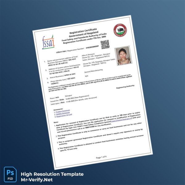 Editable India Government of Nagaland Business Registration Certificate Word and Pdf Template Preview - Mac Doc