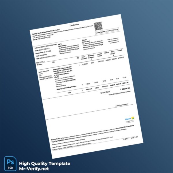India Health Happiness Private Limited Invoice Template in Word and PDF formats India Health Happiness Private Limited Invoice Template in Word and PDF formats