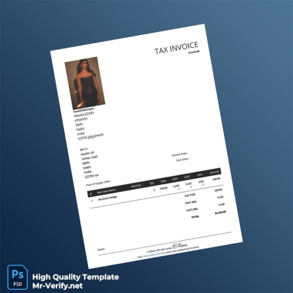India HealthSlimlayer Invoice Template in Word and PDF formats