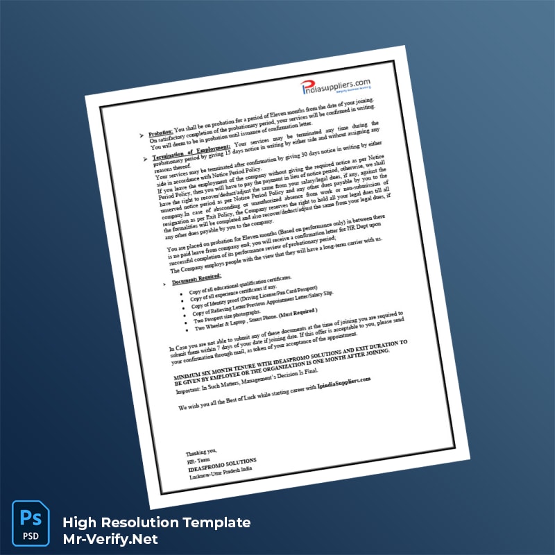 India%20IDEASPROMO%20SOLUTIONS%20Employment%20Verification%20Letter%20Template%20in%20Word%20and%20PDF%20formats-page2 Editable India IDEASPROMO SOLUTIONS Employment Verification Letter Template in Word and PDF formats page 2 Preview - Mac Doc