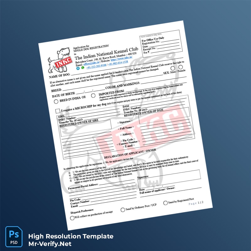 India%20INKC%20Single%20Dog%20Registration%20Form%20Template%20in%20Word%20and%20PDF%20formats Editable India INKC Single Dog Registration Form Word and Pdf Template Preview - Mac Doc