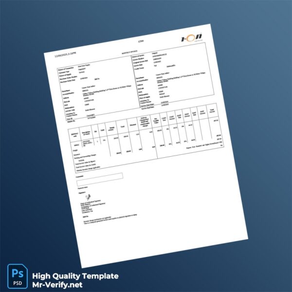 India ION Invoice Template in Word and PDF formats