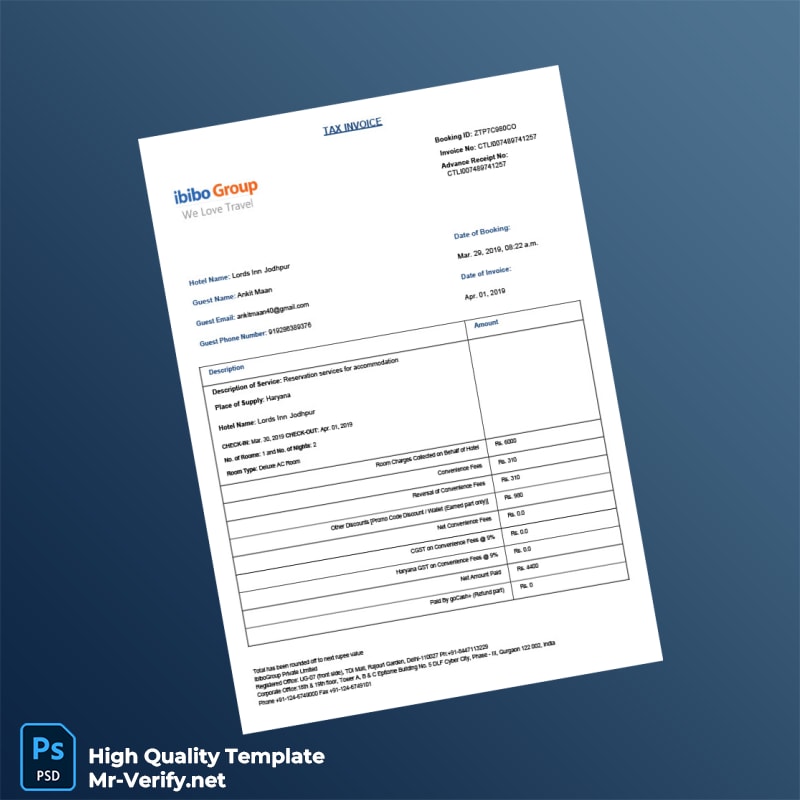 India Ibibo Group Invoice Template in Word and PDF formats India Ibibo Group Invoice Template in Word and PDF formats