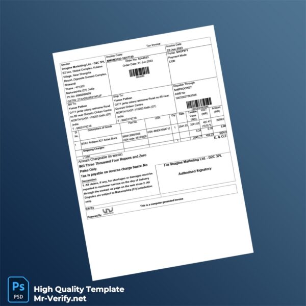 India Imagine Marketing Ltd Invoice Template in Word and PDF formats